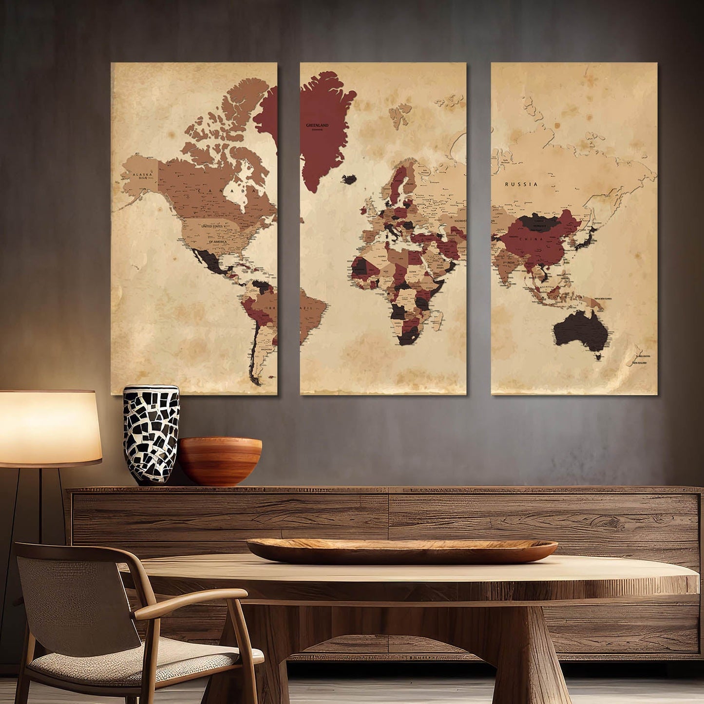 Map Wall Art Canvas, Wall Painting for Living Room Wall Decoration