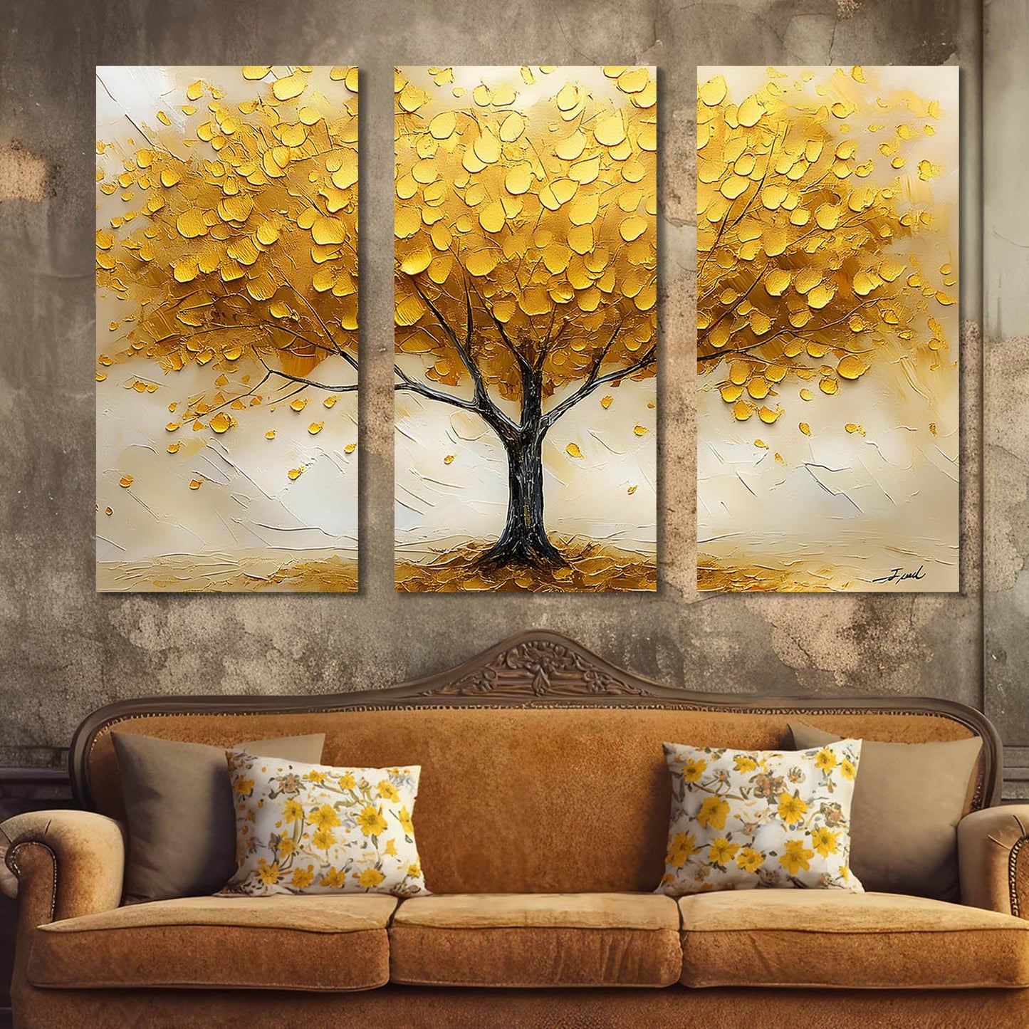 Golden Tree Canvas For Home Decor Office Living Room