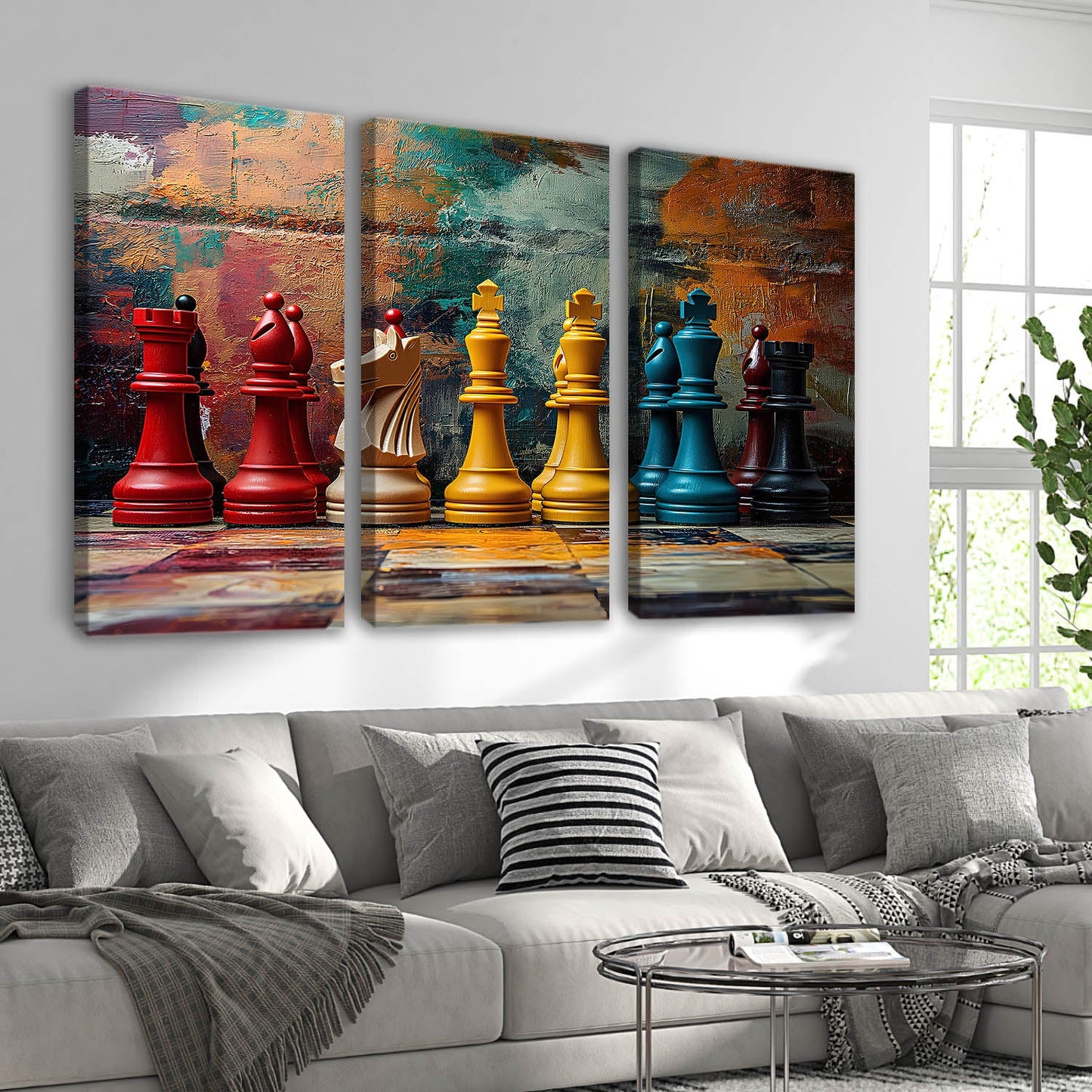 Abstract Chess Wall Art Canvas For Home Decor Office Living Room