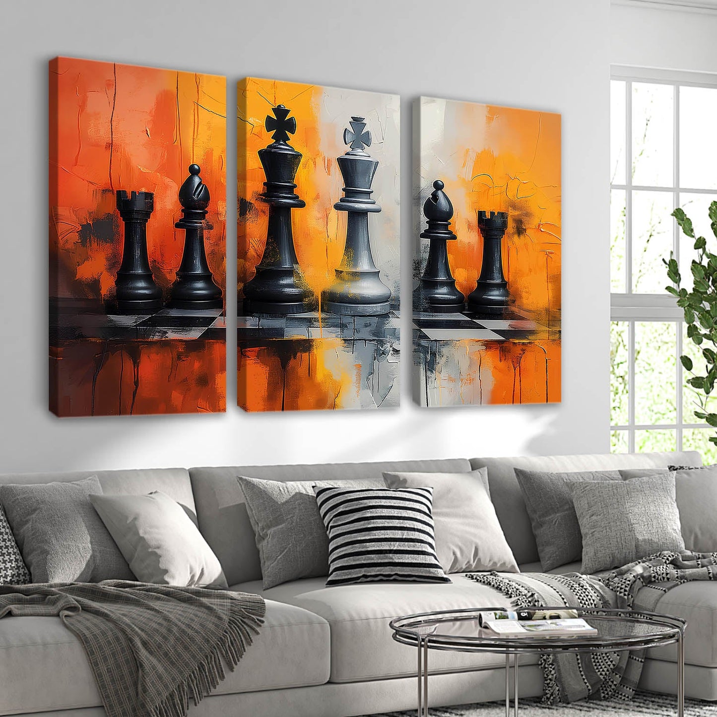 Abstract Chess Wall Art Canvas For Home Decor Office Living Room