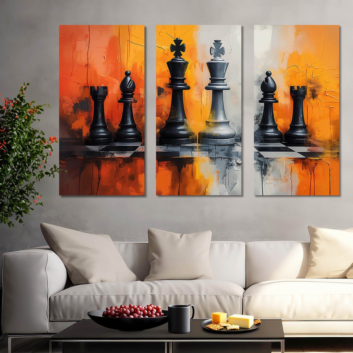 Abstract Chess Wall Art Canvas For Home Decor Office Living Room