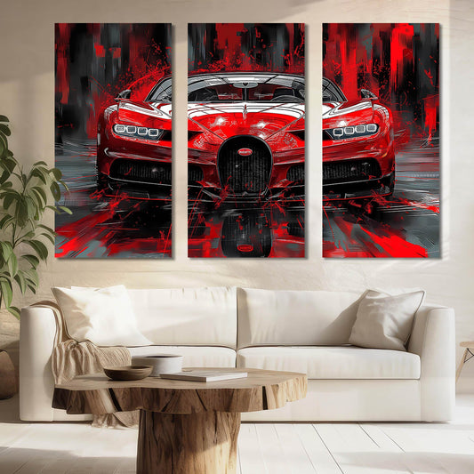 Red Bugatti Chiron Wall Art Canvas For Home Décor Office Living Room