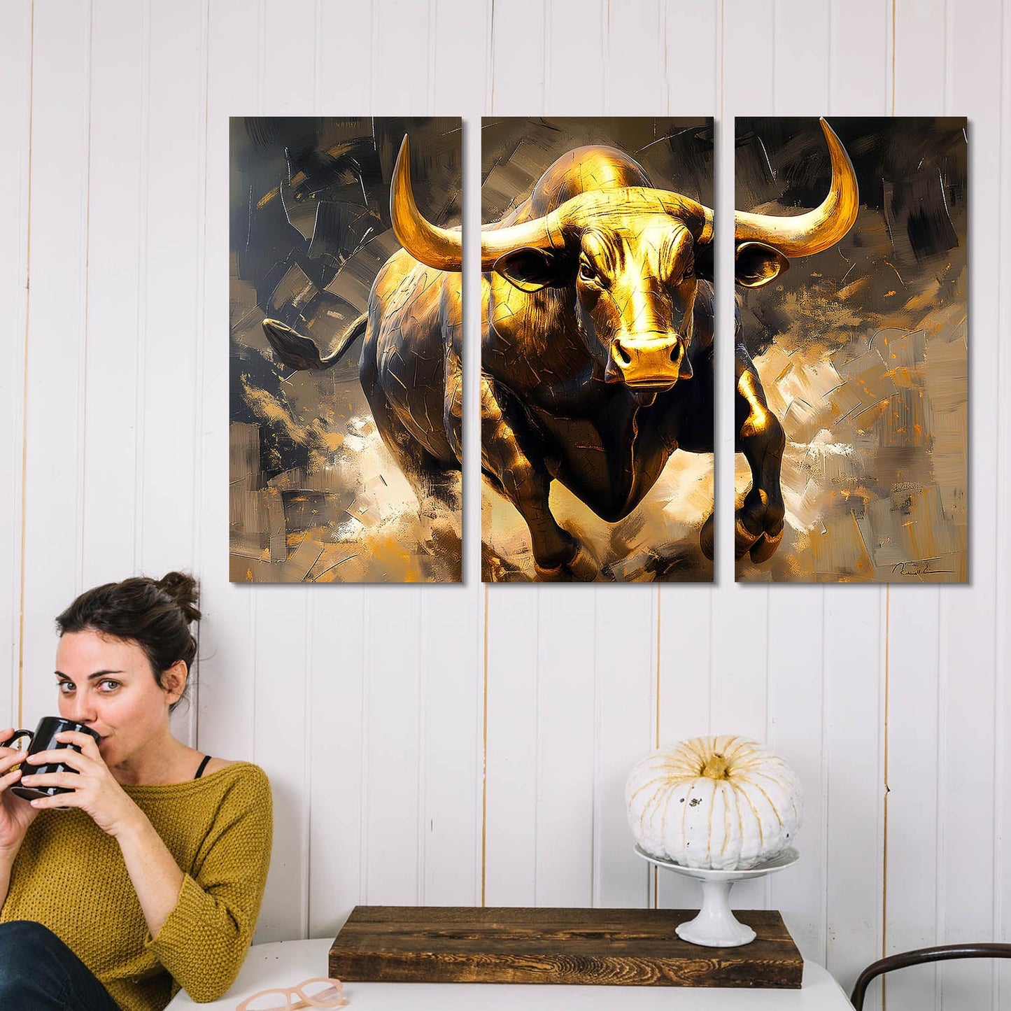 Golden Bull Canvas For Home Décor And Living Room