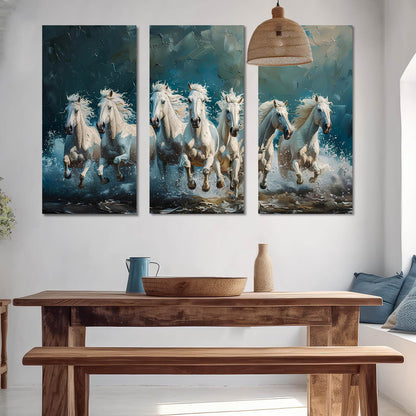 Seven Running Horses Wall Canvas For Home Décor And Living Room