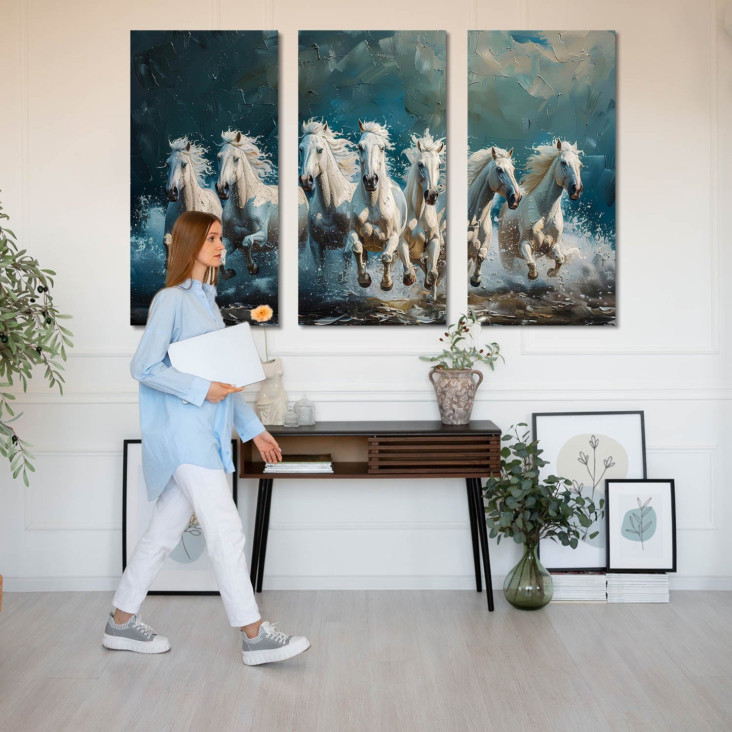 Seven Running Horses Wall Canvas For Home Décor And Living Room