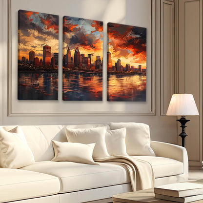 Vibrant City Art Canvas Painting For Home Décor And Living Room