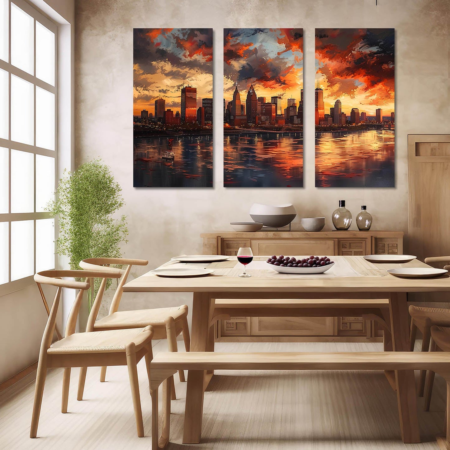 Vibrant City Art Canvas Painting For Home Décor And Living Room