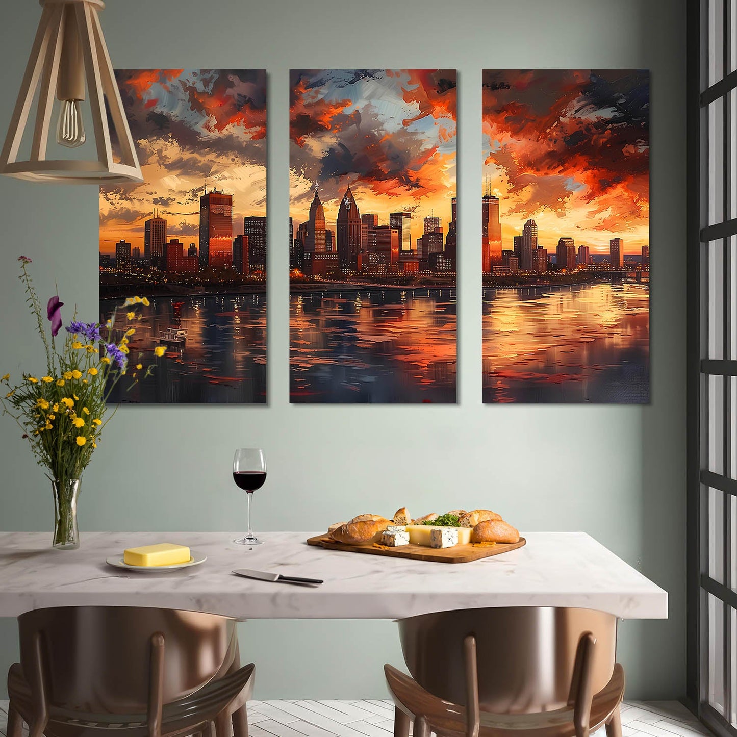 Vibrant City Art Canvas Painting For Home Décor And Living Room