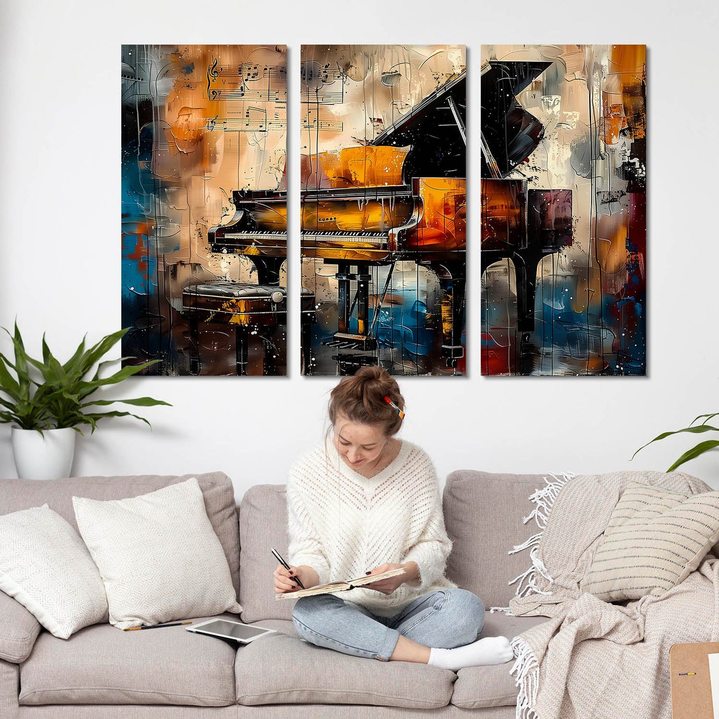 Musical Instrument Piano Canvas Painting For Home Décor And Living Room