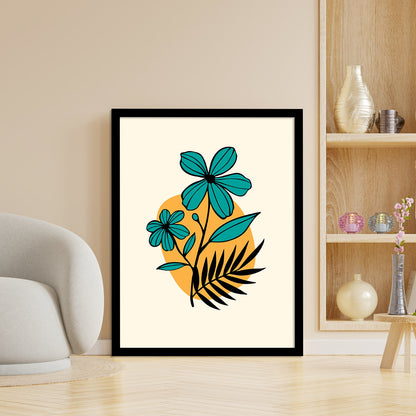 Teal Green Flower Framed Poster