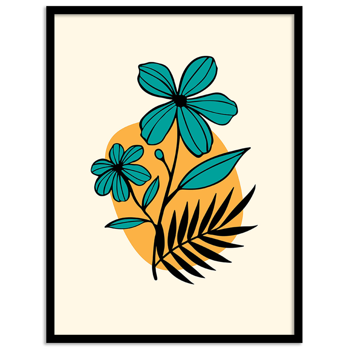 Teal Green Flower Framed Poster