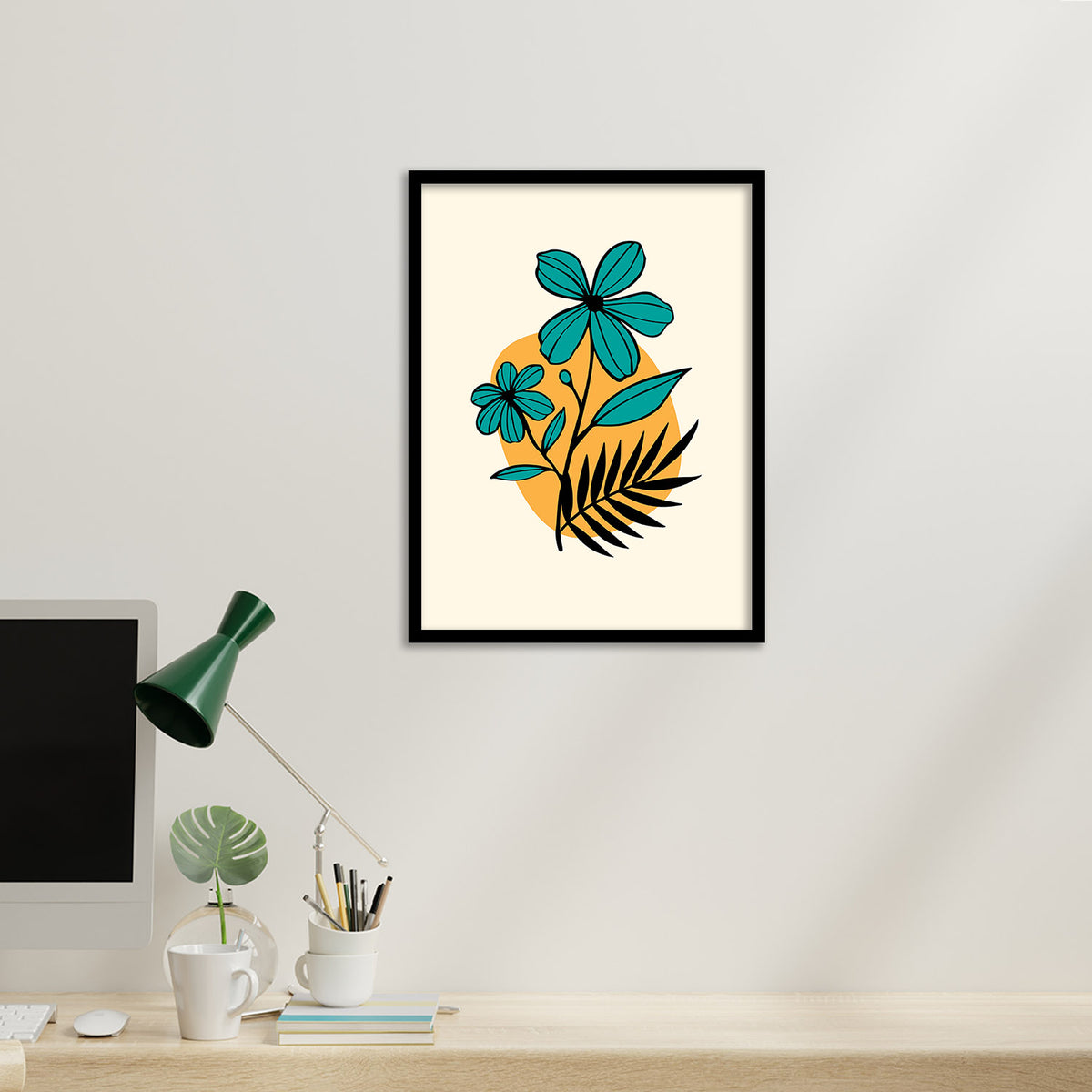 Teal Green Flower Framed Poster
