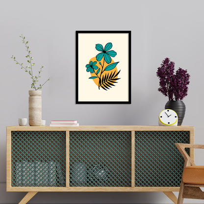 Teal Green Flower Framed Poster