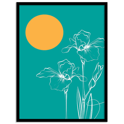 Teal Green Floral Framed Poster