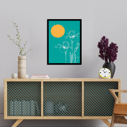 Teal Green Floral Framed Poster