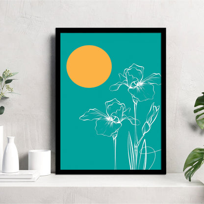 Teal Green Floral Framed Poster