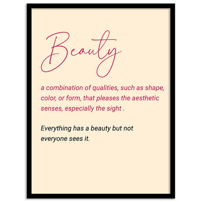 Beauty Motivational Quotes Poster with Frame