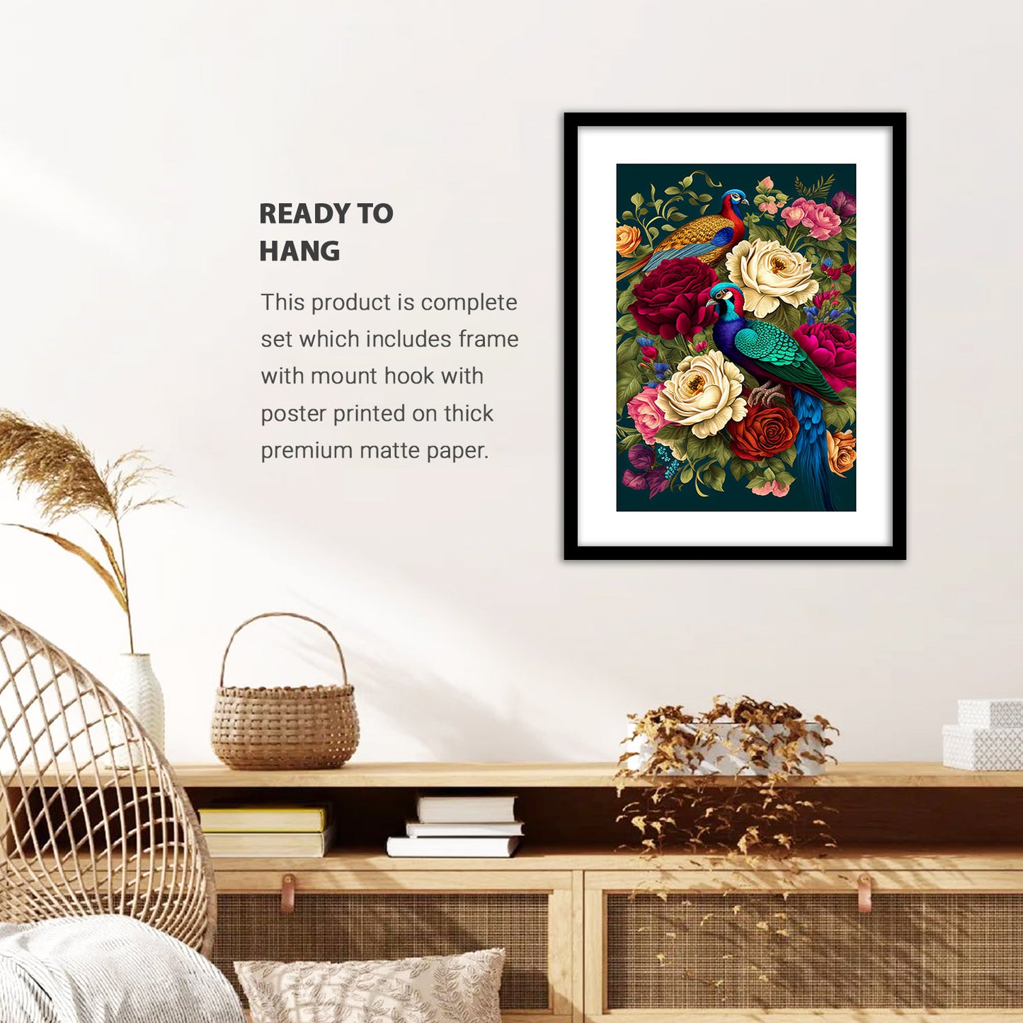 Vibrant Floral Framed Art for Home and Office Wall Decor