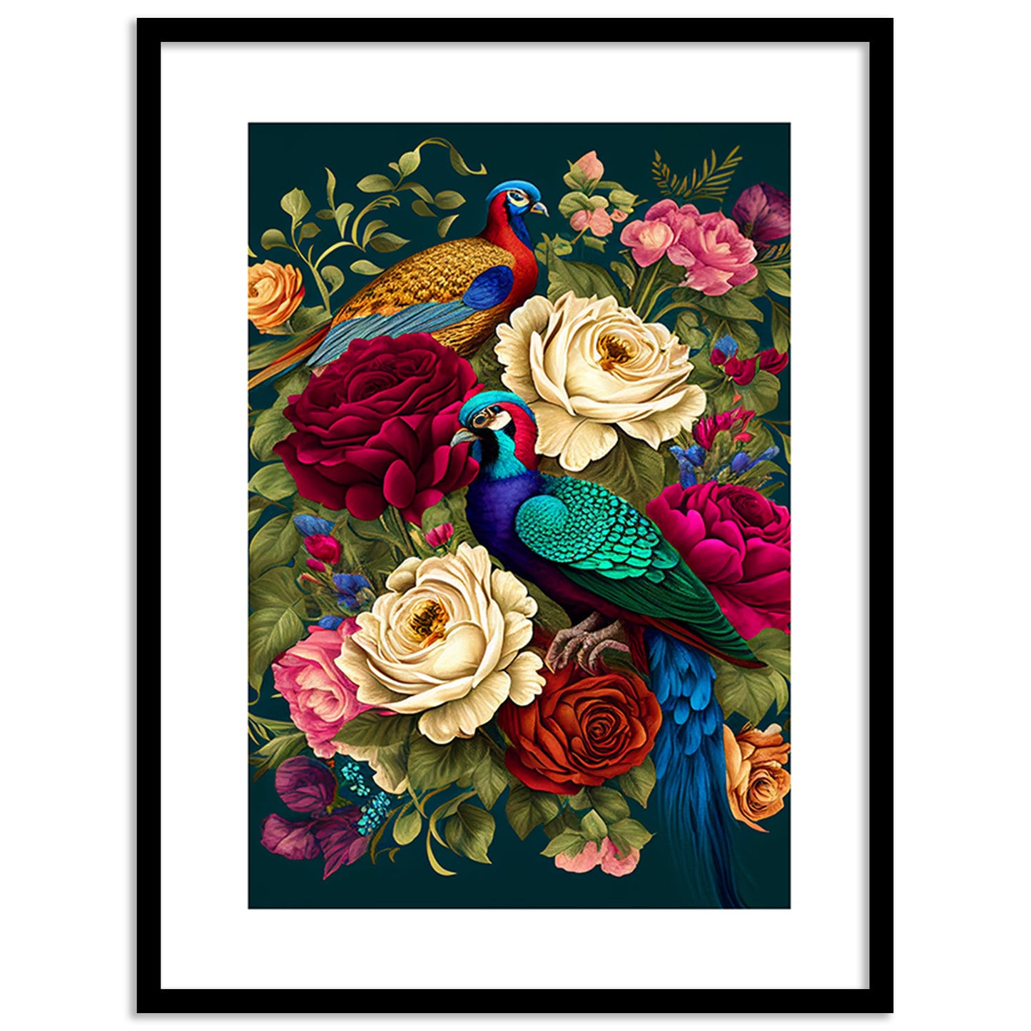 Vibrant Floral Framed Art for Home and Office Wall Decor