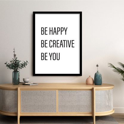 Be Happy Quotes Poster with Frame