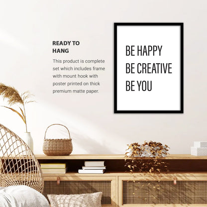 Be Happy Quotes Poster with Frame