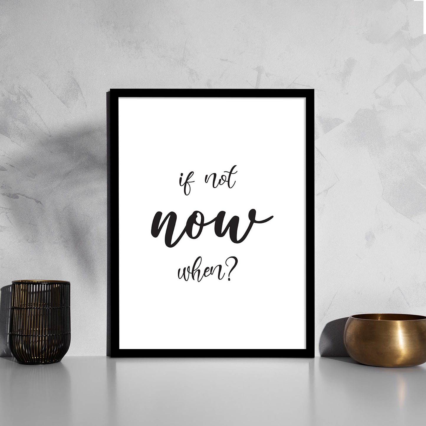 If Not Now When? Motivational Quotes Poster with Frame