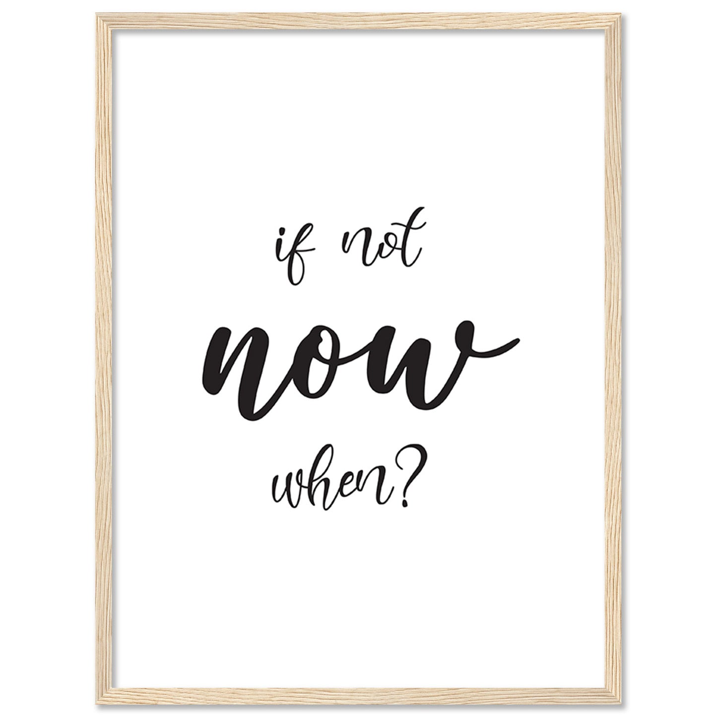 If Not Now When? Motivational Quotes Poster with Frame