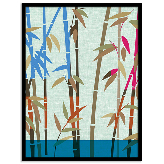 Bamboo Leaves Modern Art Framed Prints for Home and Office Wall Decor