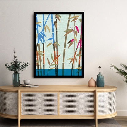 Bamboo Leaves Modern Art Framed Prints for Home and Office Wall Decor