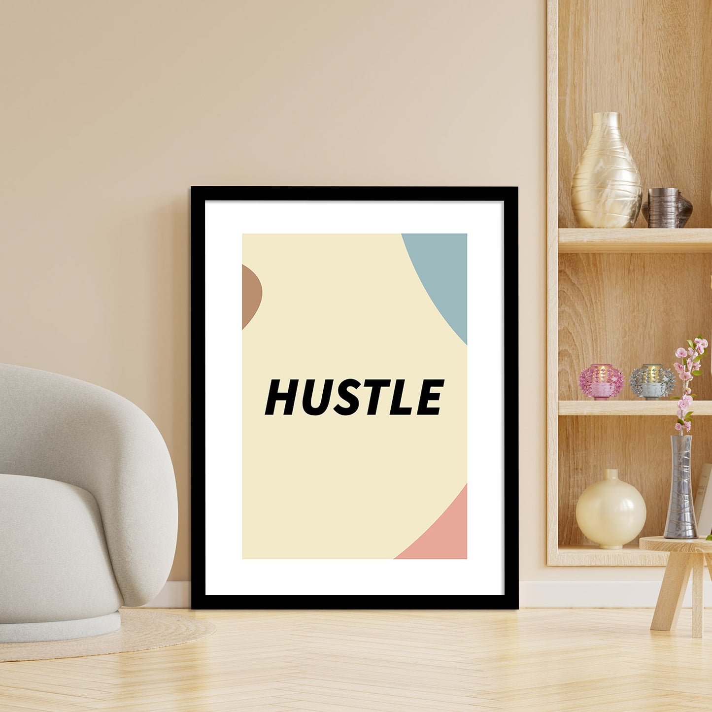 Hustle Motivational Quotes Poster with Frame