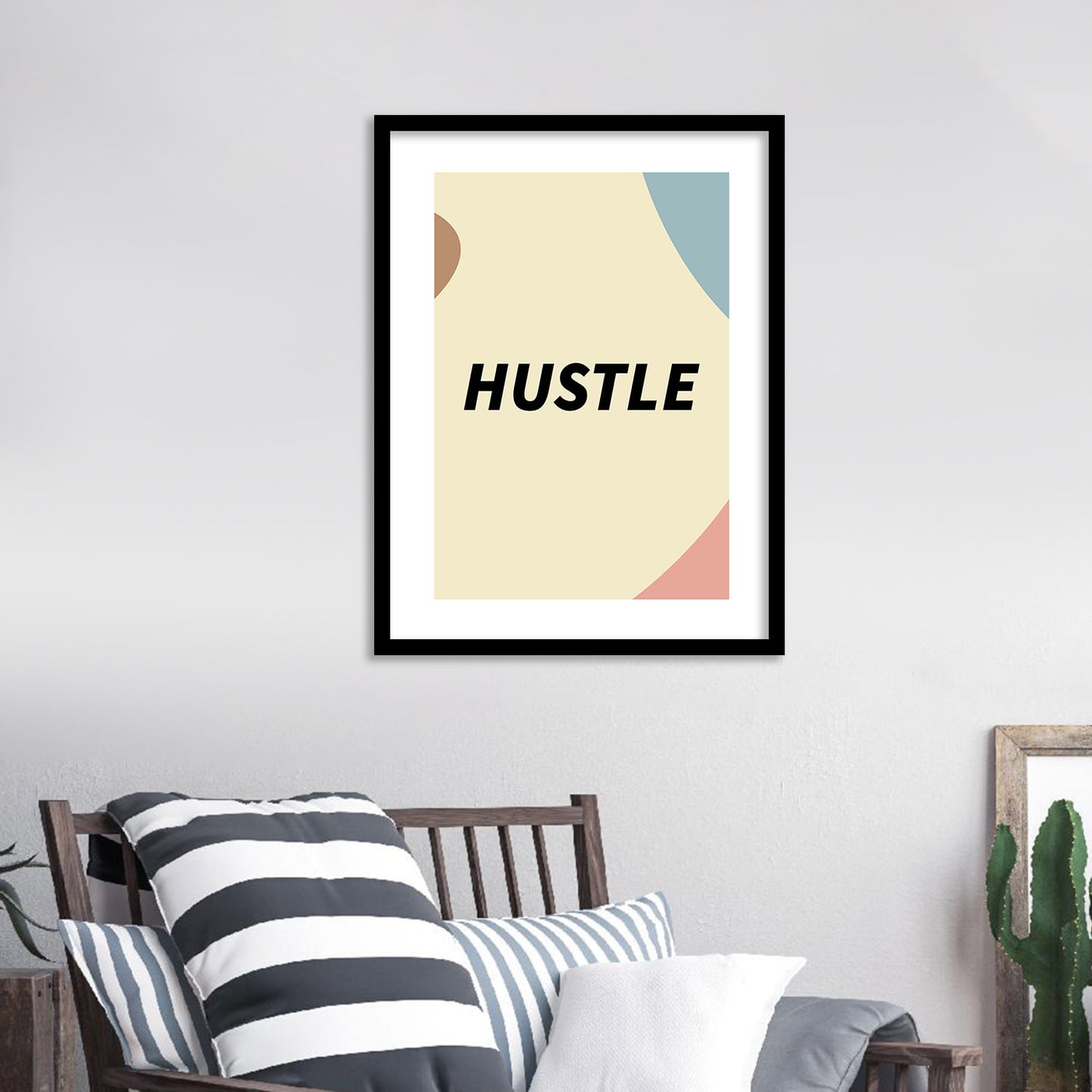 Hustle Motivational Quotes Poster with Frame