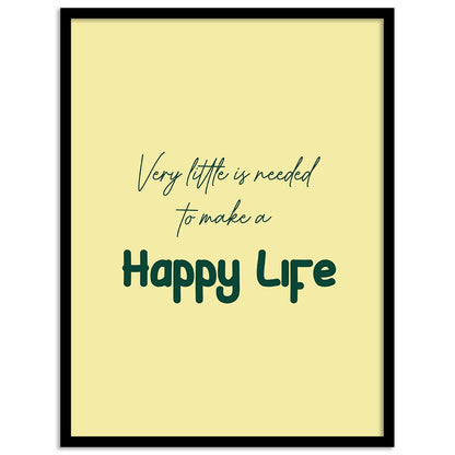 Happy Life Motivational Quotes Poster with Frame