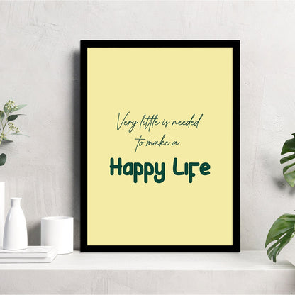 Happy Life Motivational Quotes Poster with Frame