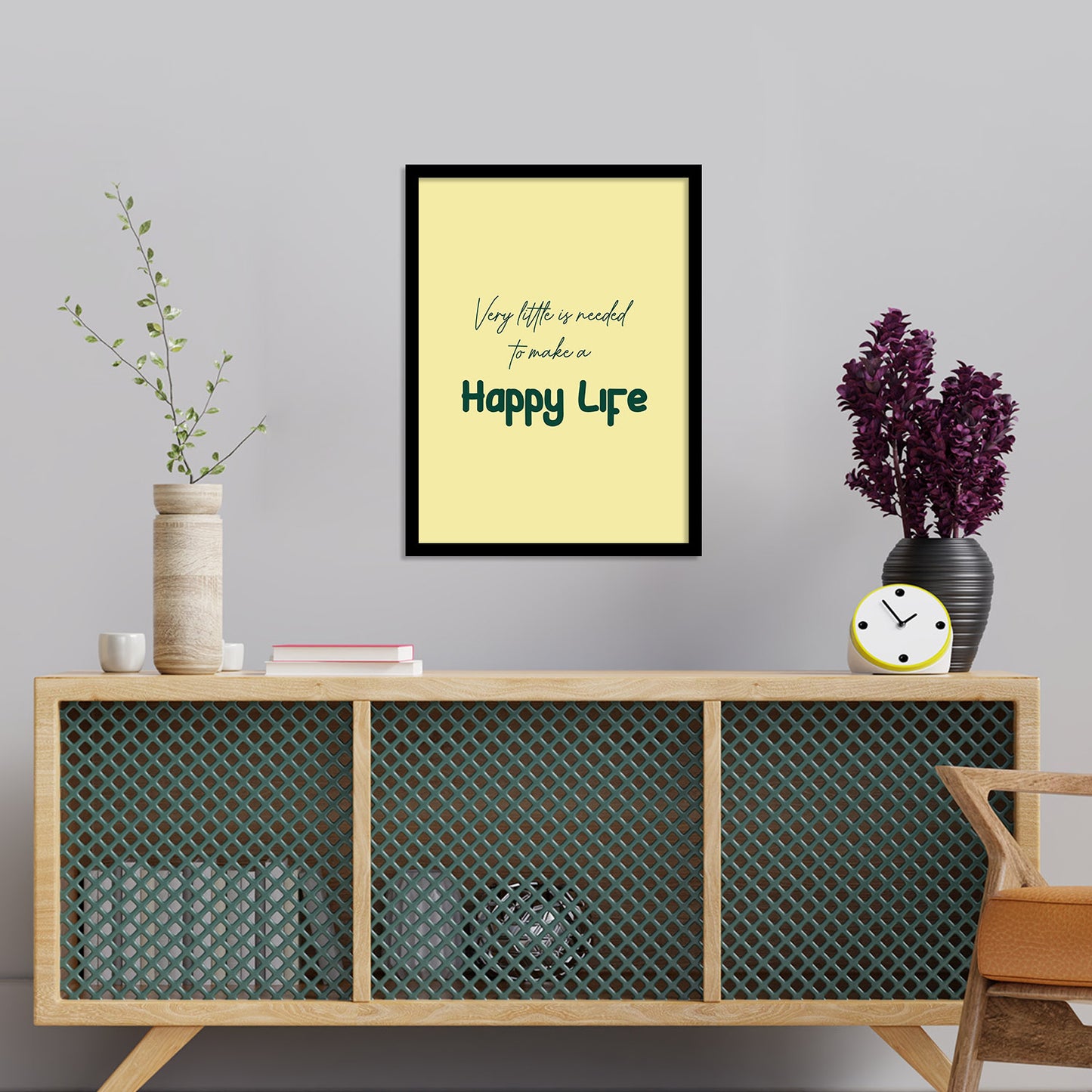 Happy Life Motivational Quotes Poster with Frame