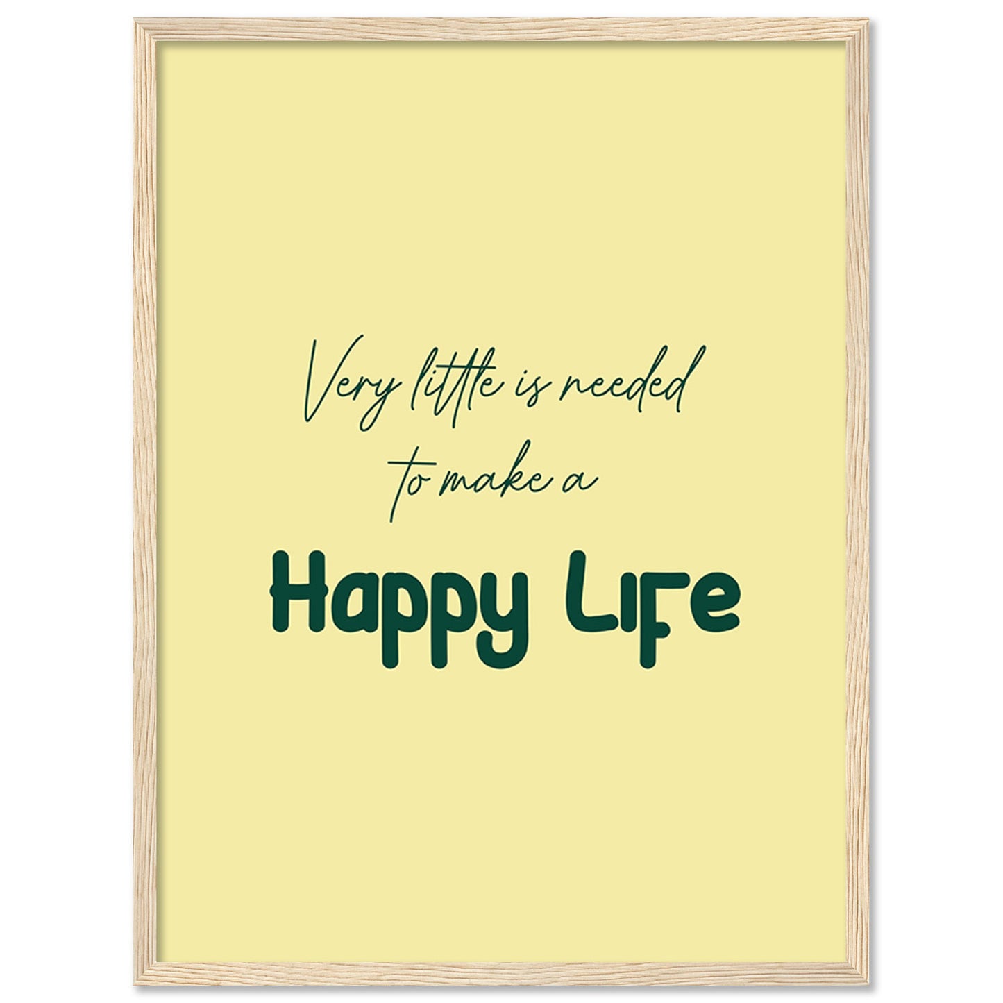 Happy Life Motivational Quotes Poster with Frame