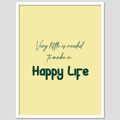 Happy Life Motivational Quotes Poster with Frame