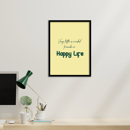 Happy Life Motivational Quotes Poster with Frame