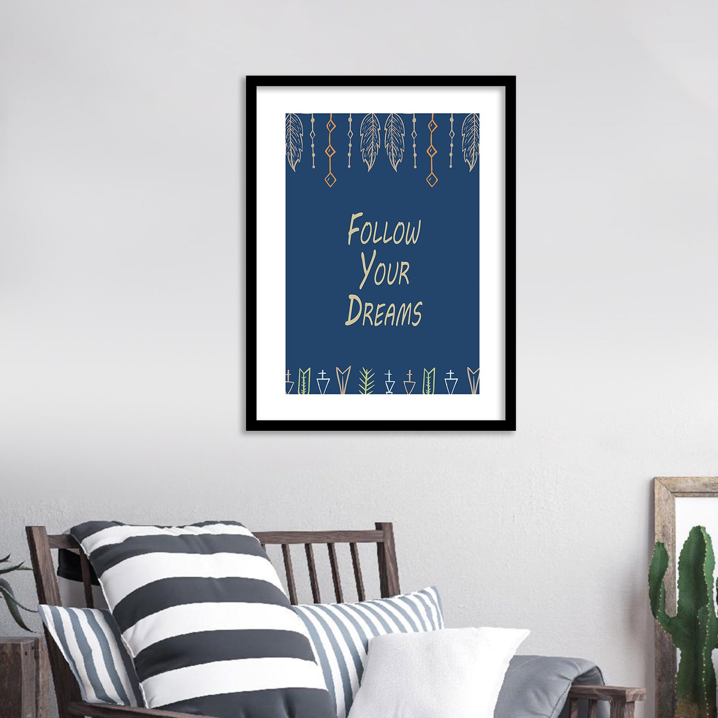 Follow Your Dreams Motivational Quotes Poster with Frame