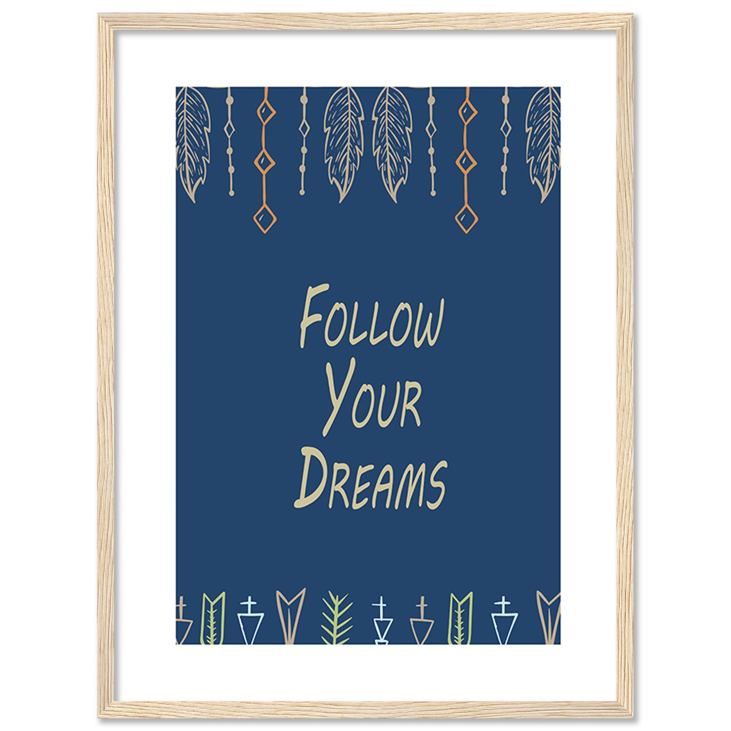 Follow Your Dreams Motivational Quotes Poster with Frame