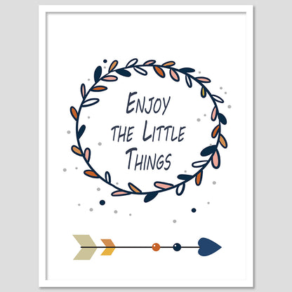 Enjoy The Little Things Inspiring Quotes Poster with Frame