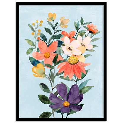 Vibrant Floral Framed Art for Home and Office Wall Decor