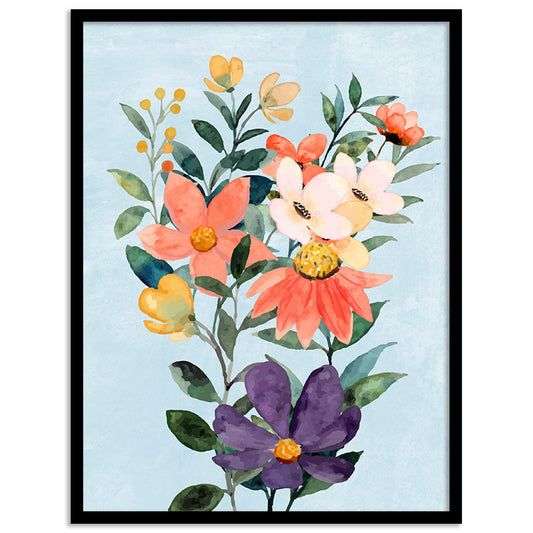 Vibrant Floral Framed Art for Home and Office Wall Decor