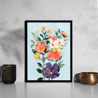 Vibrant Floral Framed Art for Home and Office Wall Decor