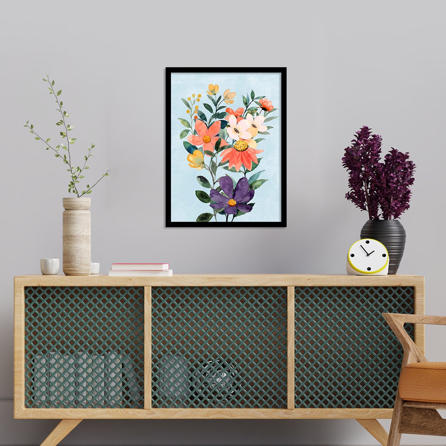 Vibrant Floral Framed Art for Home and Office Wall Decor