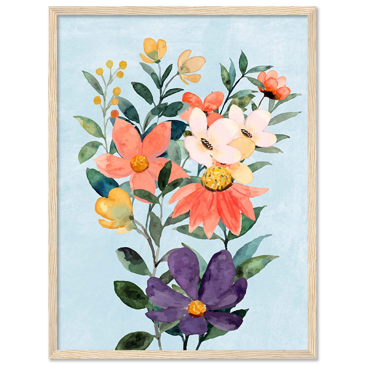 Vibrant Floral Framed Art for Home and Office Wall Decor