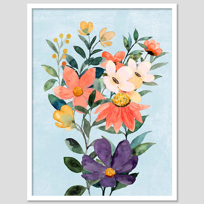 Vibrant Floral Framed Art for Home and Office Wall Decor