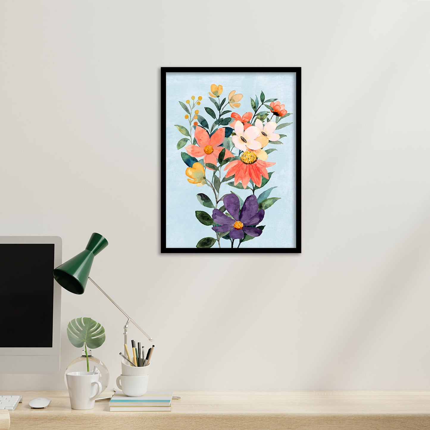 Vibrant Floral Framed Art for Home and Office Wall Decor