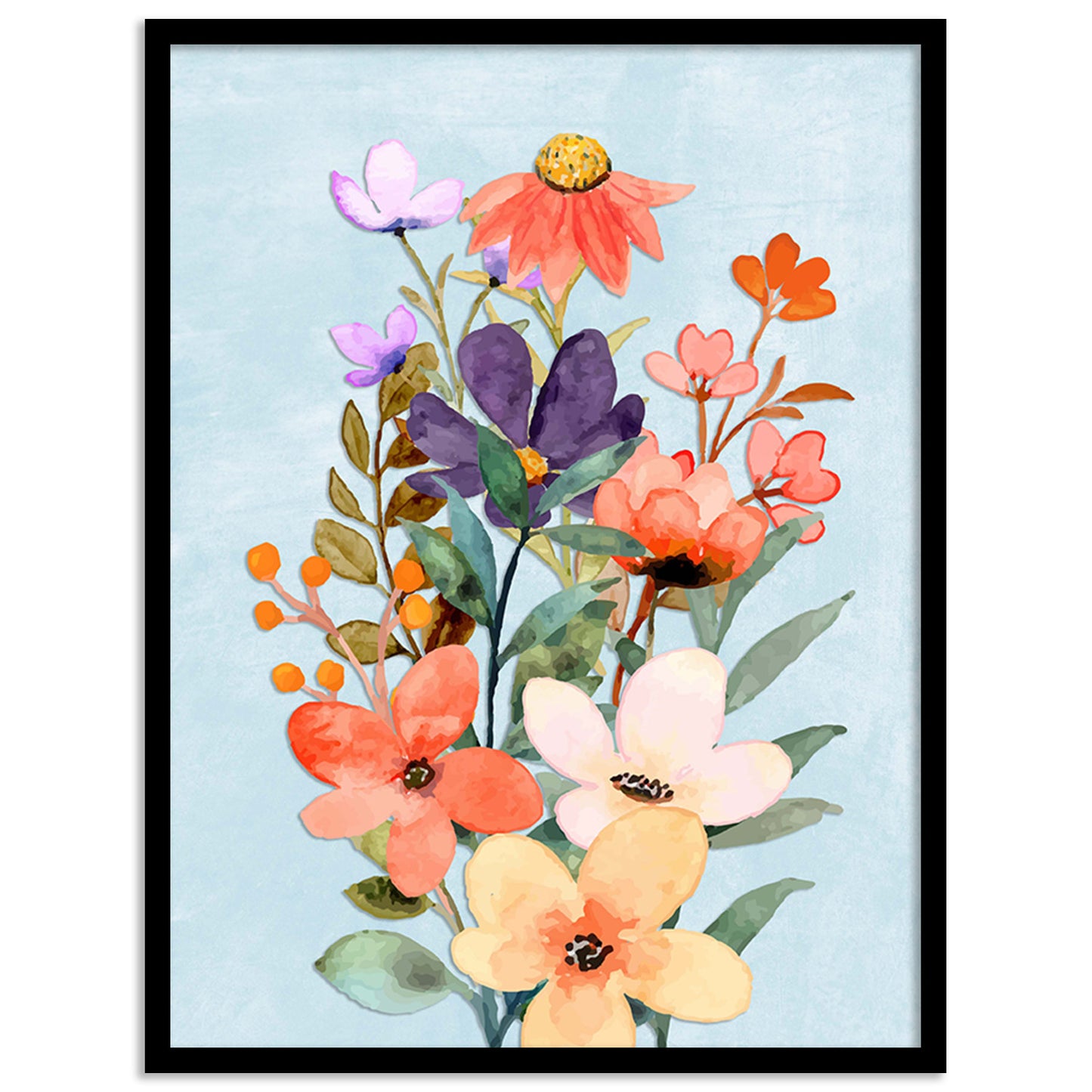 Vibrant Floral Framed Art for Home and Office Wall Decor