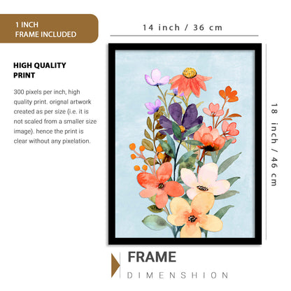 Vibrant Floral Framed Art for Home and Office Wall Decor