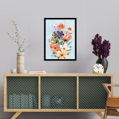 Vibrant Floral Framed Art for Home and Office Wall Decor